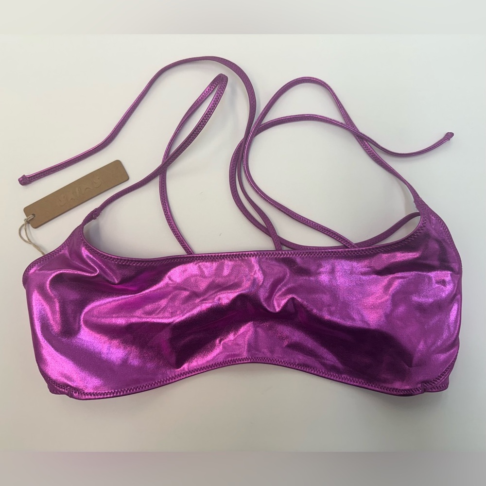 SKIMS Metallic Dragonfruit Pink/Purple Bandeau Bikini Top